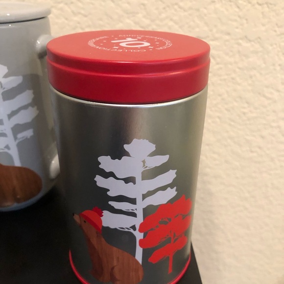 David’s Tea Set of 3 mug with lid and enpty cannisters for loose tea, brown bear - Picture 3 of 7